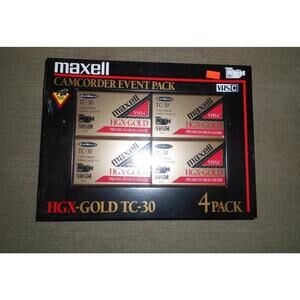 MAXELL HGX GOLD TC-3- CAMCORDER TAPE LOT 0F 4 NEW AND SEALED